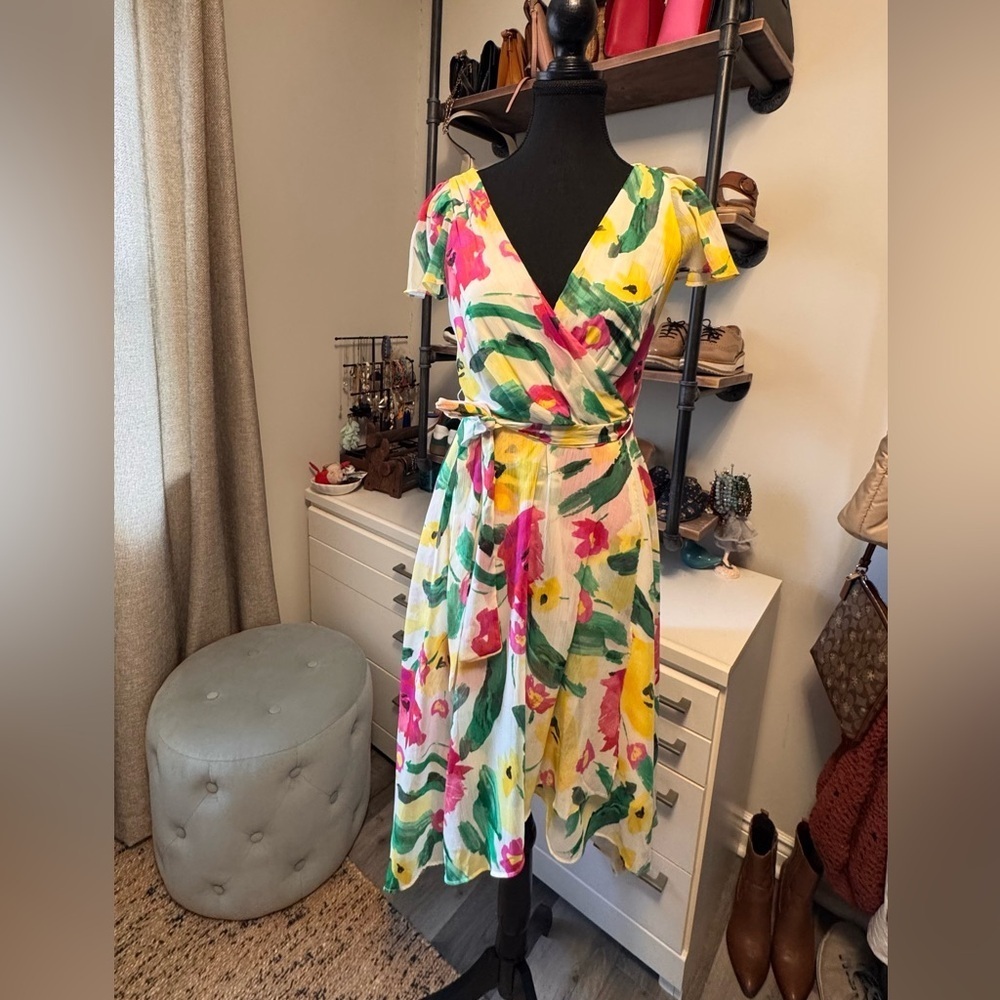 DKNY-Floral Wrap Dress - Multicolor